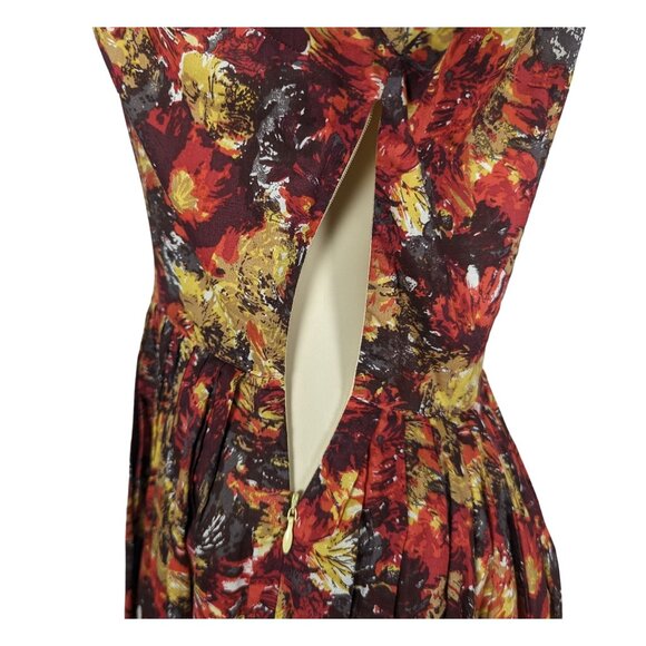 Trashy Diva by Candice‎ Gwinn Warm Watercolor orange gold pleated Dress 8 - Picture 14 of 16